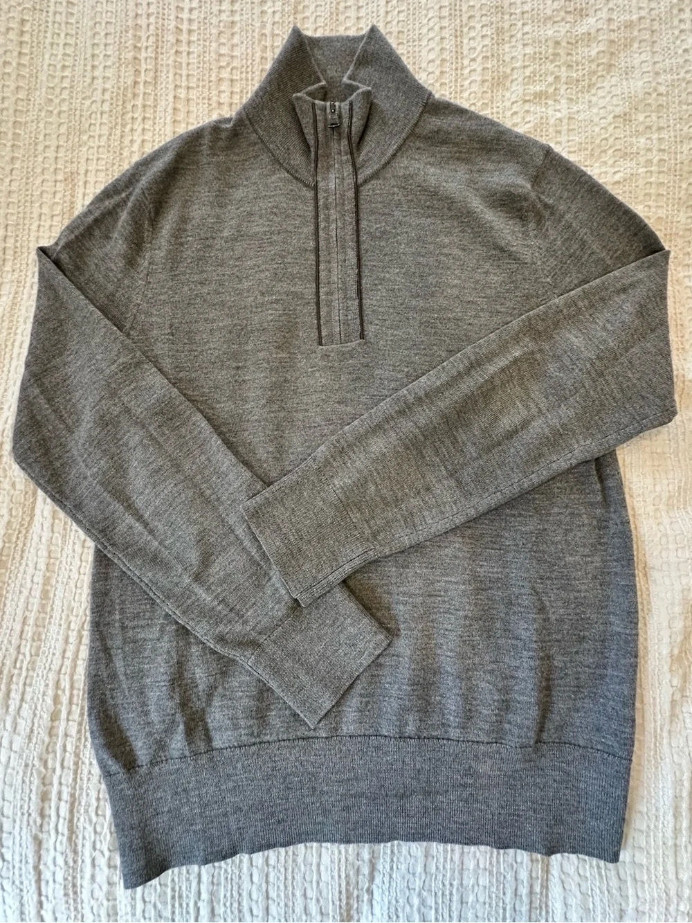 Men’s Banana Republic Quarter Zip Sweater Merino Wool Blend Gray Size M